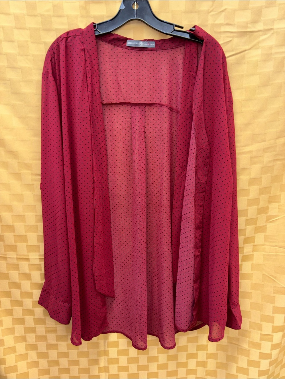 Woven Polka Dot Open Front Cape - Burgundy